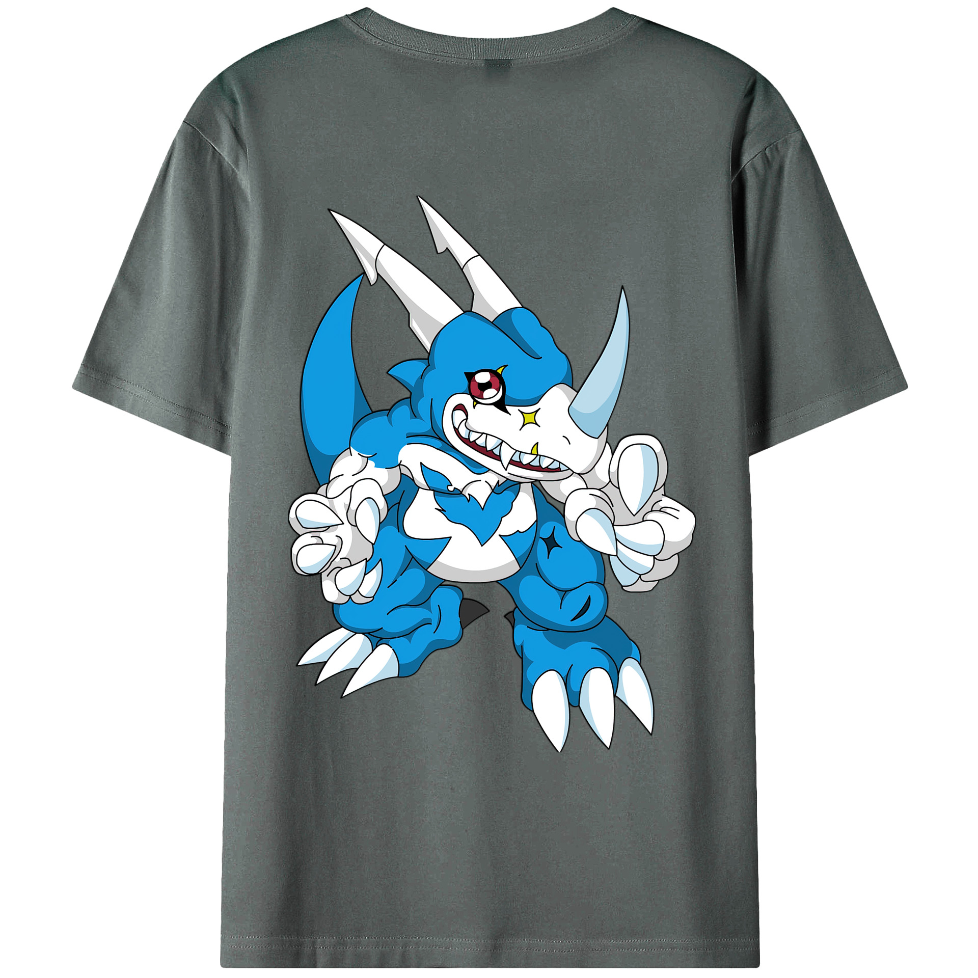 （画像用） Digimon デジタルモンスター/デジモン 綿100％ メンズ半袖Tシャツ（バックプリント） 通気性